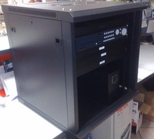 ARMADIO RACK NERO 12 UNITA' 19" 600X600 H 600 CON PORTA IN VETRO 