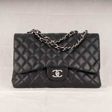 Chanel Classic Flap Jumbo doppia patta pelle di agnello nero donna 30 cm