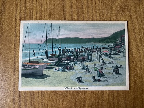 Cartolina alassio bagnanti - alassio,