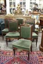 Gruppo di 6  antiche sedie in noce fregi in bronzo dorato Francesi epoca XIX NOL