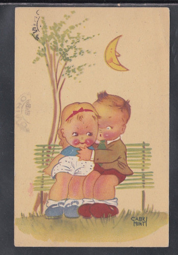 Cartolina bambini panchina - su,
