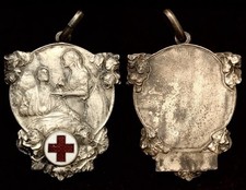 RARA MEDAGLIA CROCE ROSSA WWI CROCEROSSINA OSPEDALE  ARGENTO E SMALTI