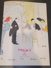 MAXIMS DE PARIS RESTAURANT Messico XL MENU manica 23x16 SEM LITOGRAFIA