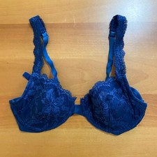 Valery Intimo Donna Reggiseno Pizzo Blu Taglia 4 Made in Italy Retro Vintage