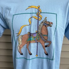 Tshirt vintage anni 80 giostra cavallo schermo stelle punto singolo XL