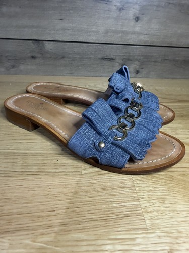 Sandali slide kiltie - , denim