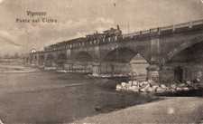 Pavia Vigevano Ponte con Treno, abrasioni retro F. piccolo  spedita