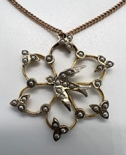 Antica collana rondine movimento estetico c1880 catena oro laminata D 3 cm L 43 cm