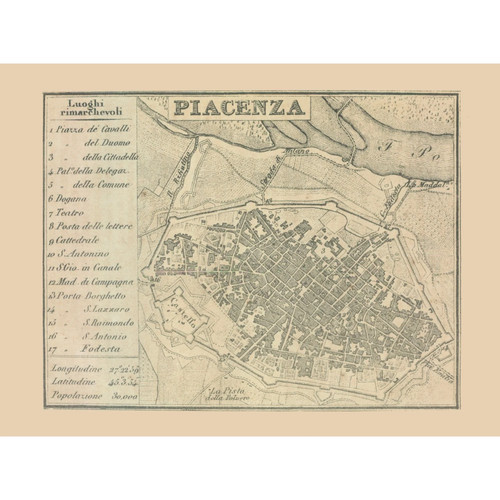 Mappa storica piacenza - -,