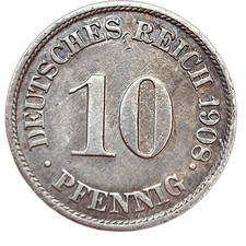 Germania 10 Pfennigs 1908 J -