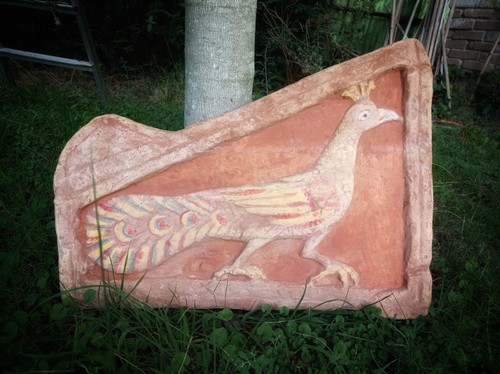 Pavone terracotta policroma - pavone,