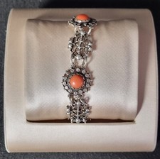 Bracciale vintage argento antico con pietre color arancio gioielli antichi 