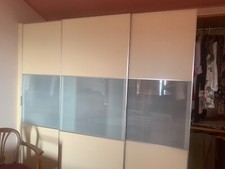 armadio guardaroba a tre ante da 90 cm, inserti in vetro