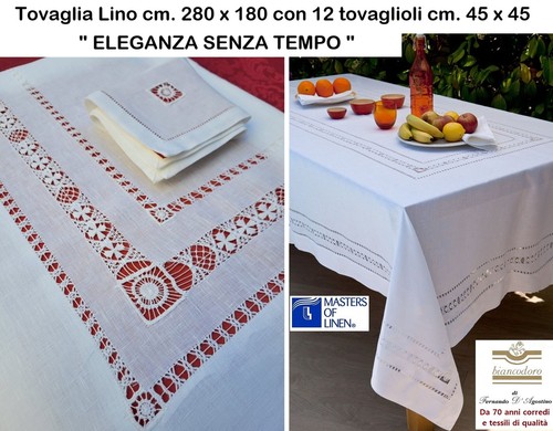 Tovaglia lino ricamo mano - tovaglia,