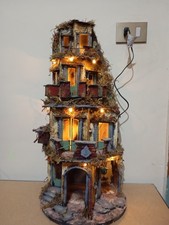 PRESEPE BORGO ARTIGIANALE NAPOLETANO ILLUMINATO DA 63CM CON PICCOLO DIFETTO 