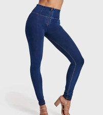 Freddy WR.UP donna WRUP denim vita alta lunghezza intera blu scuro taglia L nuovo con etichette