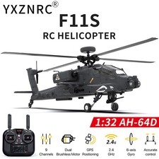 YXZNRC F11-S Elicottero RC 1:32 AH-64D Apache 2.4G 9CH 6 assi giroscopio 3D GPS RTF