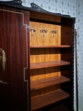 Armadio e scarpiera da bagno. Legno e vetro. Con specchio, antico 