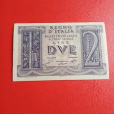 Vecchia Banconota Regno D Italia 2 Lire Impero 1939 Fior Di Stampa Lotto A43 