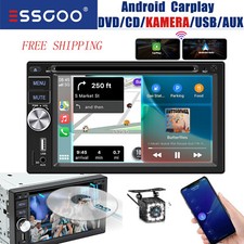 Autoradio 2DIN wireless carplay Android auto con fotocamera DVD CD FM USB BT RDS AUX