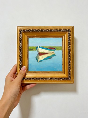 Barca colorata con - , riflesso