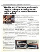 Pubblicità stampa vintage 1976 per amplificatore stereo Marantz 1070
