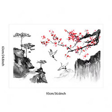 Vento Cinese Inchiostro Paesaggio Pittura Arte Adesivi Murali Gru Camera Da Lett