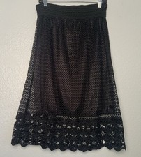 Zashi Womens Black Eyelet MIDI