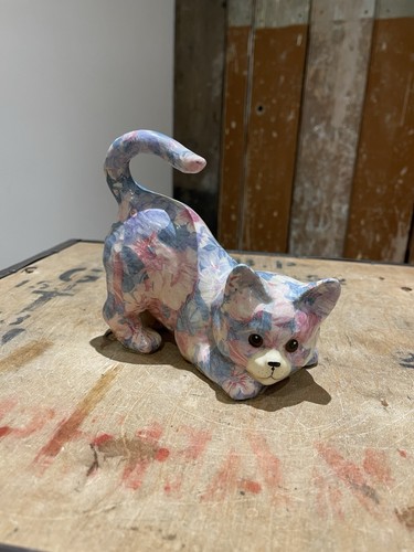 Statuina gatto decoupage