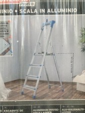 Scala In Alluminio Powerfix 4 Gradini Resistente Salva-spazio Con Contenitore