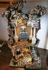 Presepe in sughero e legno con luce e fontana per Statue terracotta 12/14 cm