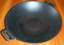 WOK IN GHISA originale, coperchio in alluminio con pomello in legno