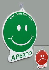 Cartello APERTO e CHIUSO emoticon negozio vetrina studio laboratorio officina