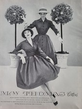 1954 womens M&W Thomas Cotton striped dresses vintage fashion ad