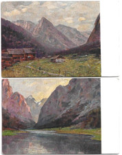 CARTOLINA DI BOLZANO ,ILLUSTRATORE E. POLESELLO - COL ROSA' - LAGO DI DOBBIACO