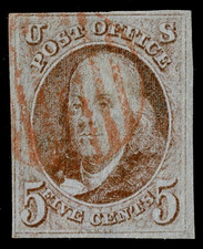 Francobolli Stati Uniti Scott #1 bellissimo francobollo a 4 margini!