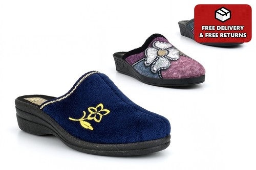Pantofole donna zeppa mulo