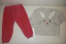 Pigiama bambina neonata 12/18 mesi 80 cm completo a maniche lunghe velluto OVS