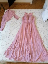 abito lungo da cerimonia + coprispalle coordinato color rosa 120 euro