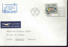 UNPA-Ginevra, timbro commemorativo "Bale 15.6.1974 trasportato via UNPA-New York