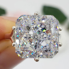 5.30 Ct Certified Asscher Cut Natural Diamond Ring VVS1 White Gold Finish