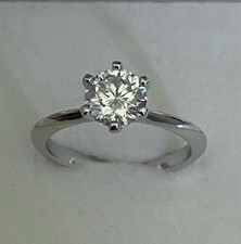 Anello Solitario argento MOISSANITE  (no DIAMANTE) 1 CT  6,5 mm D VVS1 misura 12