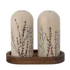 Bloomingville Cloridrico & Pepiera Bea Ceramica Con Vassoio Legno Natura Blumen