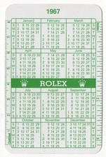 ROLEX 1967 1968 GREEN CALENDAR