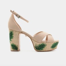 Schutz Sandalo Camoscio Beige Rafia Palme N.40
