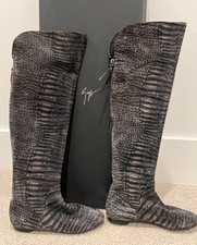 Stivali GIUSEPPE ZANOTTI scamosciati stampa coccodrillo ballerina flat pull on zip 38,5/8,5