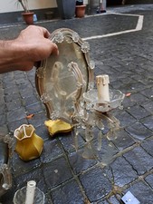 Applique Cristallo  Vintage  Lampada Parete Portalampada Lampadario Epoca Antico