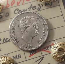 UMBERTO I 50 CENTESIMI 1889 PERIZIATA