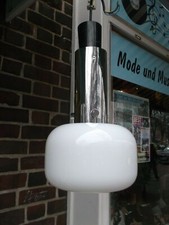 70er Sospensione Plafoniera Cromo Vetro Opale Bianco Panton 70s Lampada Vintage