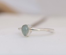 Sfaccettato Acqua Calcedonio 925 Argento Sterling Tinta Unita Fedina San Regalo